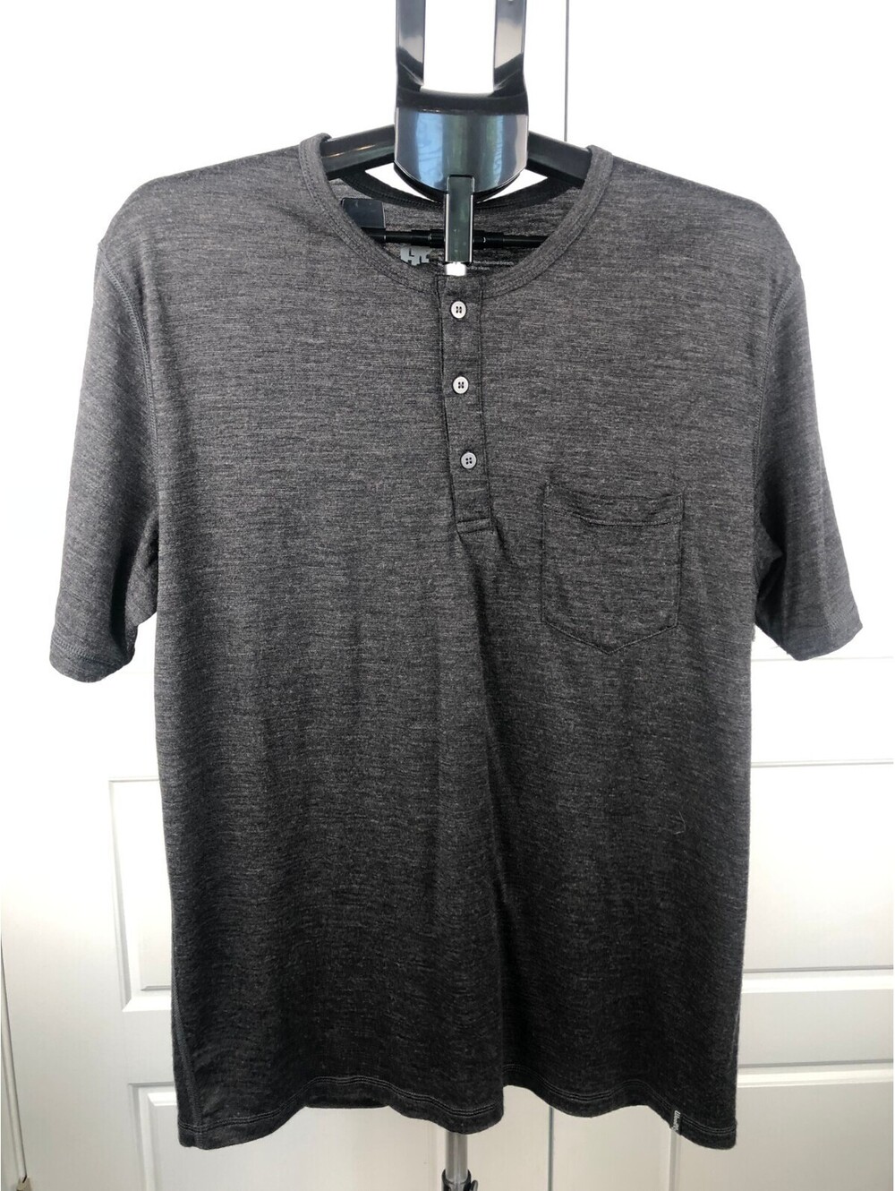 Capsule Wardrobe Essential | Woolly Clothing Merino Henley Dark Charcoal L